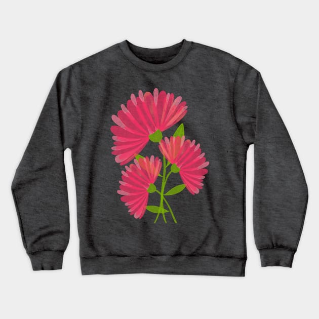 Pink Watercolor Calendula Flowers Crewneck Sweatshirt by Rosemarie Guieb Designs